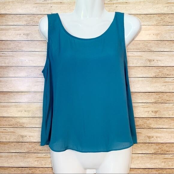 BCBG Dark Teal Cross Back Tank Top Size Small - Picture 1 of 6